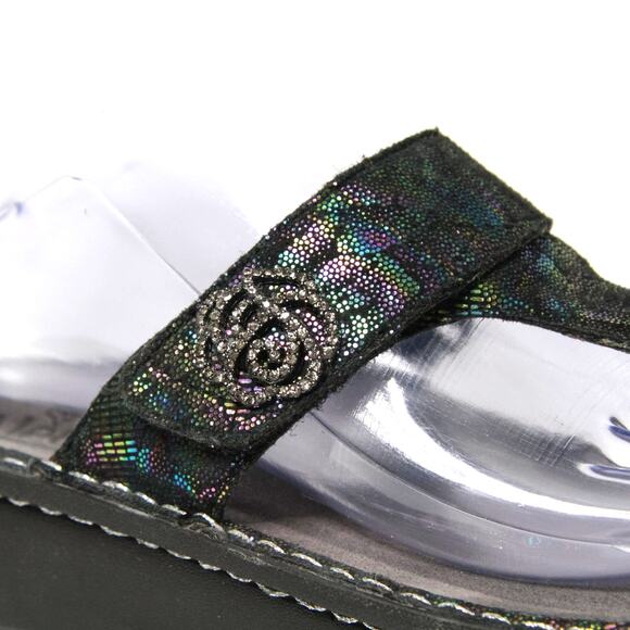 Alegria Carina Rainbow Irridescent Leather Thong Slip On Sandals Sz 37 US 7-7.5 - Picture 3 of 10